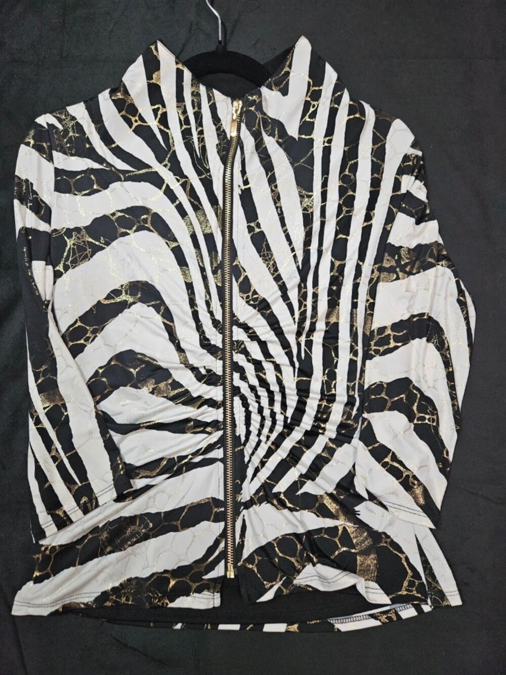 Frank Lyman Size 6 Zebra Print Full Zip Statement Jacket Black White 🦓✨